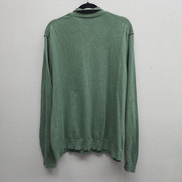 Express Sweater Mens 2XL Green Henley 100% Cotton Long Sleeve Pullover Knit - Picture 4 of 9